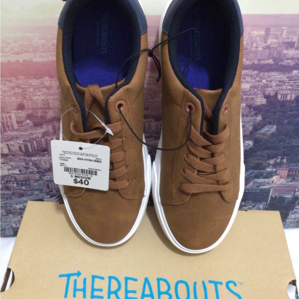 Brown Minimalist Sneakers with White Soles Size 5M